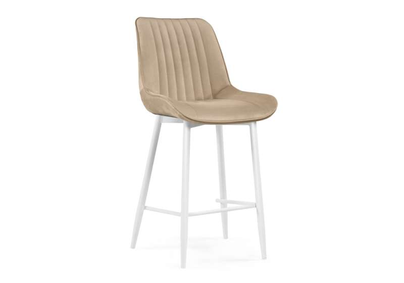 Барный стул Седа велюр бежевый / белый (49x57x102). 