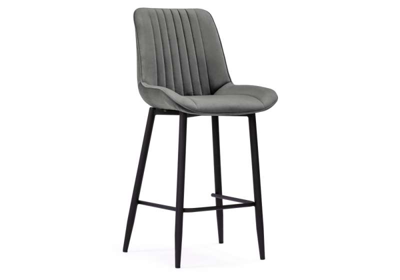 Барный стул Седа велюр темно-серый  / черный (49x57x102). 