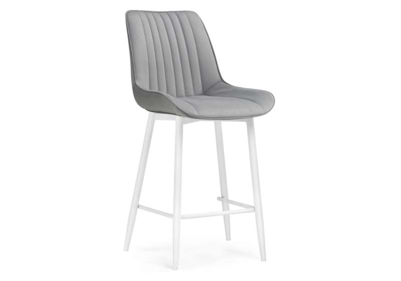Барный стул Седа велюр светло-серый / белый (49x57x102). 
