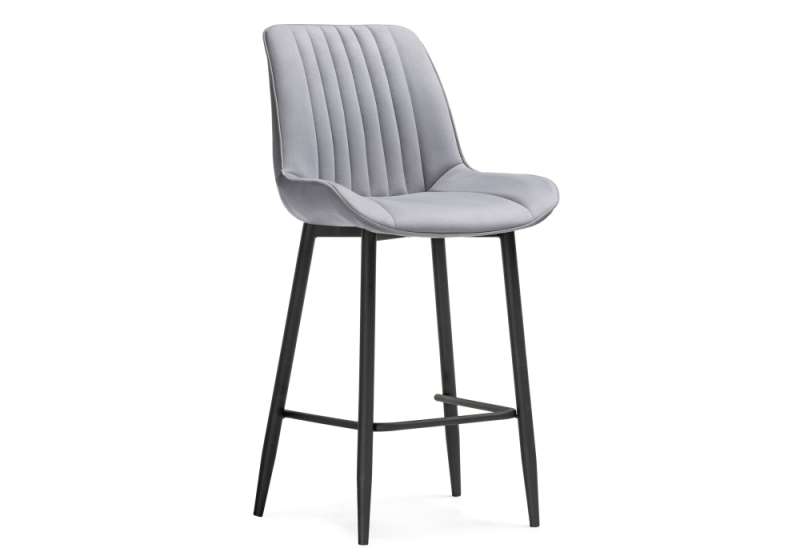 Барный стул Седа велюр светло-серый / черный (49x57x102). 