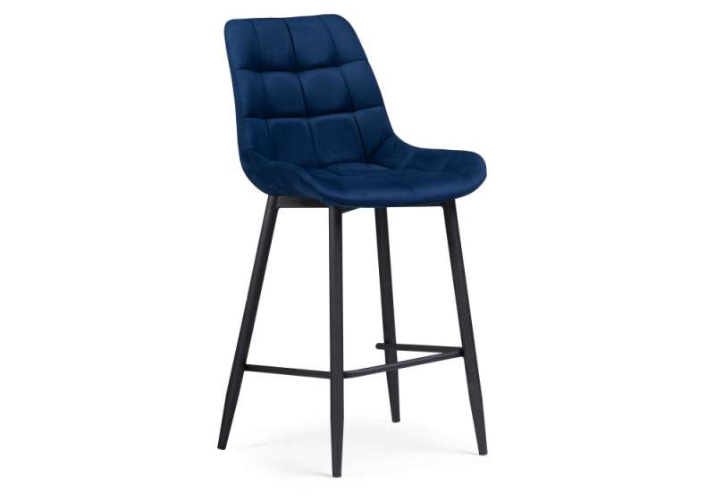 Барный стул Алст велюр синий / черный (50x58x99). 