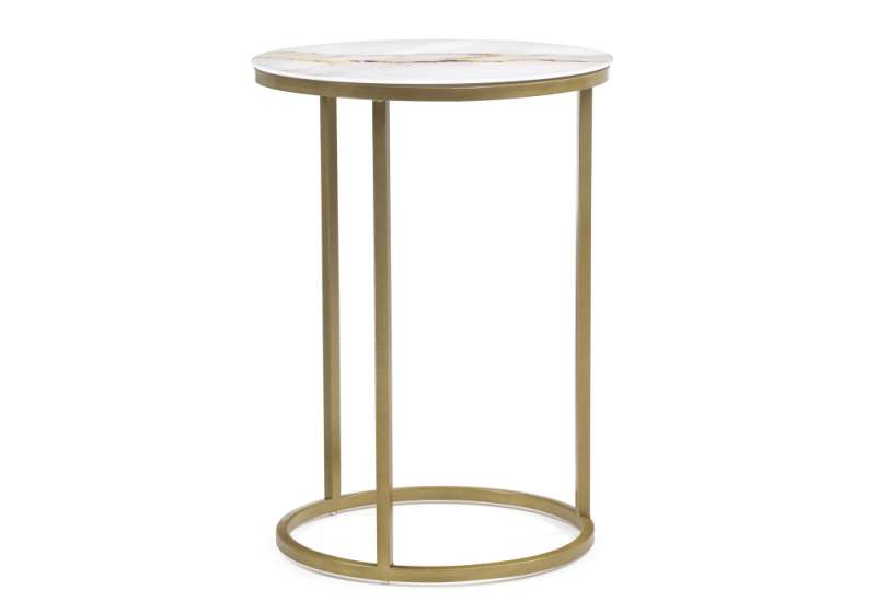 Журнальный стол Иберис круглый белый / золото (40x56). 