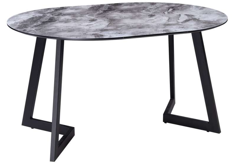 Стол стеклянный Алингсос черная шагрень / мрамор серый (100x76). 