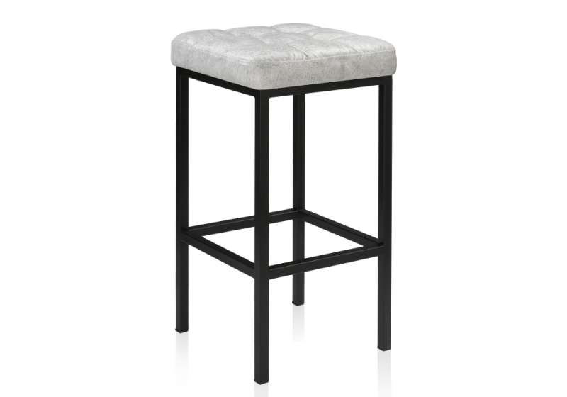 Барный стул Лофт кожзам серый мрамор / черный матовый (34x34x65). 