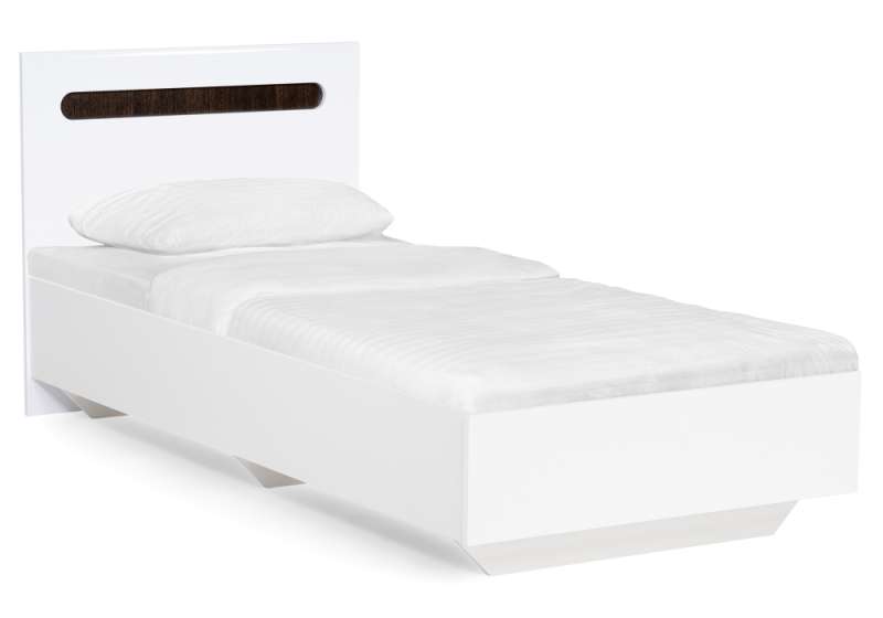 Кровать Амбра 90х200 белый глянец / белый эггер (94x203,2x90). 