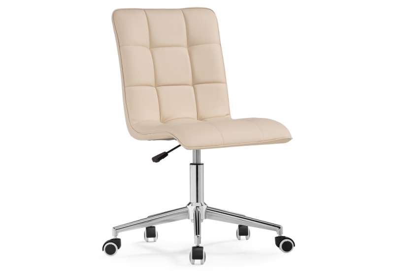 Офисное кресло Квадро экокожа бежевая / хром (42x57x86). 
